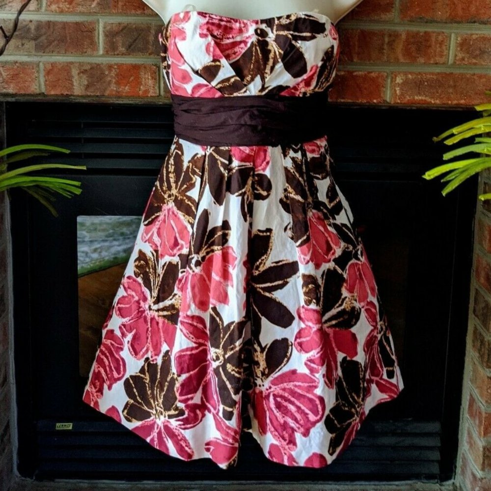 Speechless Strapless Pink & Brown Mini Dress sz 5